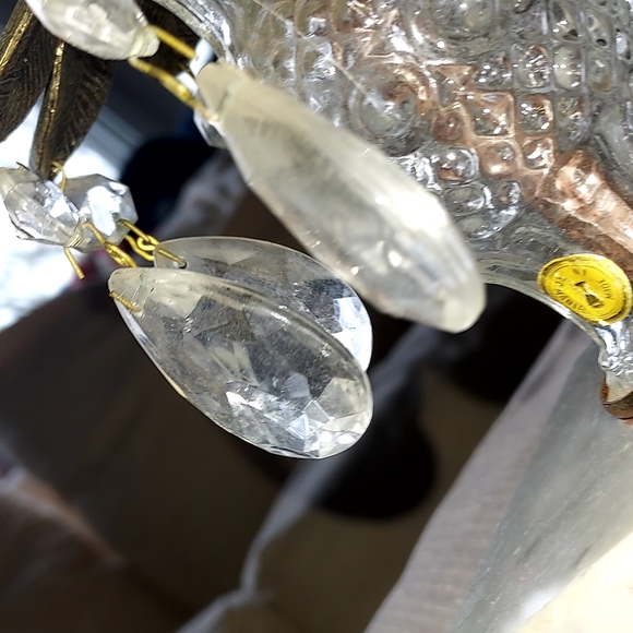 Vintage Hollywood regency style shabby chic crystal chandelier marble glass deco - Picture 11 of 16